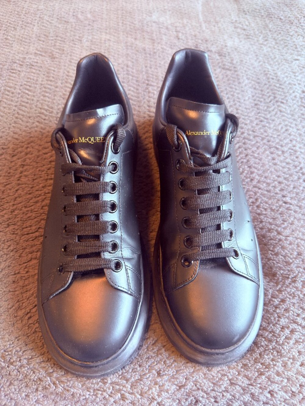 Alexander McQueen Designer Mens Platform Sneaker Size 45 Black